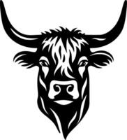 Highland Cow - Black and White Isolated Icon - illustration vector