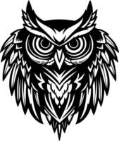 Owl, Black and White illustration vector