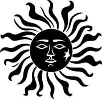 Sun - Black and White Isolated Icon - illustration vector