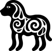 perro - negro y blanco aislado icono - ilustración vector