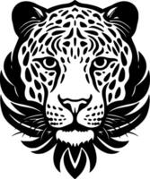 leopardo - negro y blanco aislado icono - ilustración vector