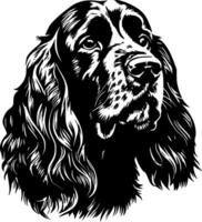 cocker spaniel, negro y blanco ilustración vector