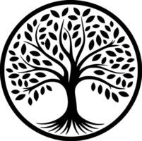 árbol - negro y blanco aislado icono - ilustración vector