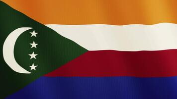 Comoros flag waving animation. Full Screen. Symbol of the country. 4K video