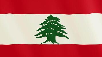 Libanon vlag golvend animatie. vol scherm. symbool van de land. 4k video