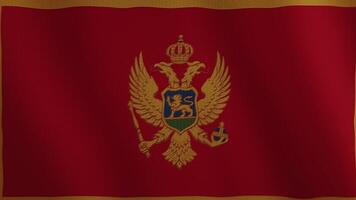 Montenegro Flagge winken Animation. voll Bildschirm. Symbol von das Land. 4k video