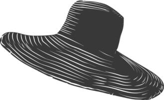 Silhouette beach hat black color only vector