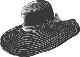 Silhouette beach hat black color only vector