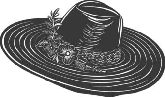 Silhouette beach hat black color only vector