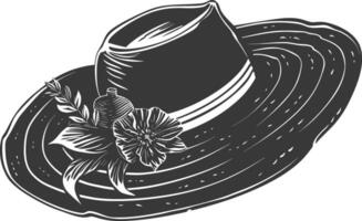 Silhouette beach hat black color only vector