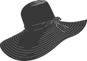 Silhouette beach hat black color only vector