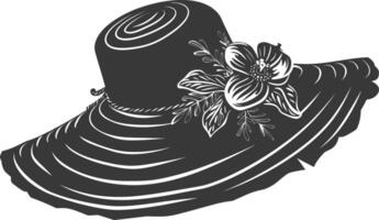 Silhouette beach hat black color only vector