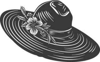 Silhouette beach hat black color only vector