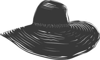 Silhouette beach hat black color only vector