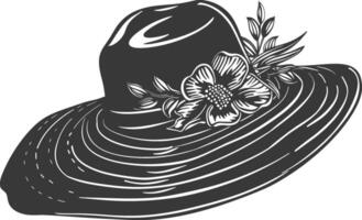 Silhouette beach hat black color only vector