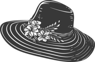 Silhouette beach hat black color only vector