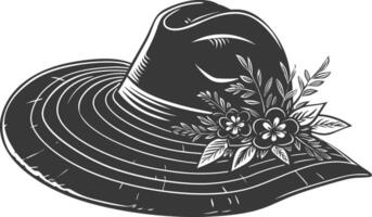 Silhouette beach hat black color only vector