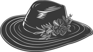 Silhouette beach hat black color only vector