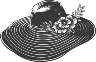 Silhouette beach hat black color only vector