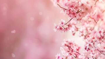 Mother's day background with copy space. Japanese sakura blooming. Right side composition photo