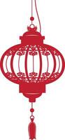 asian chinese traditional lantern red color only vector