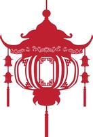 asian chinese traditional lantern red color only vector