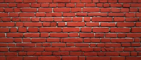 Red brick wall texture, wide panoramic background photo