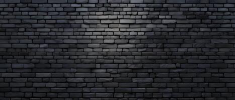 Dark brick wall texture, wide panoramic background photo