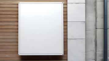Blank white poster template. Empty street mockup. Clear urban advertising canvas. Billboard advertising advertiser. photo