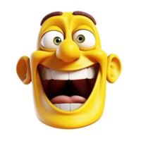 human head emoticon with laughing facial expression, 3d illustration design, generated ai png