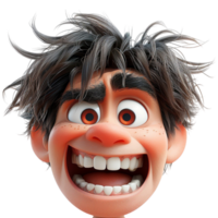 close up portrait of man's face with laughing expression, 3d illustration design, generated ai png