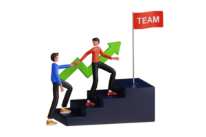 Teamwork 3D Illustration. 3D Illustration of team building importance in business success. 3D Illustration png