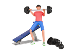 Gewichtheben 3d Illustration. Mann Heben Hantel im Fitnessstudio 3d Illustration png