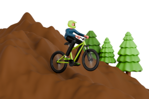 Berg Fahrrad 3d Illustration. Mann Berg Radfahren 3d Illustration png