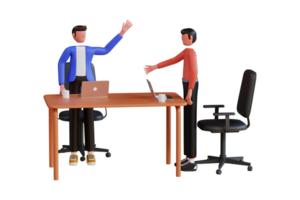 Businessman doing successful negotiation 3d illustration. 3d illustration of manager have a deal with the bussiness for contract or agreement png