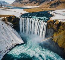 waterfall in the mountains photo