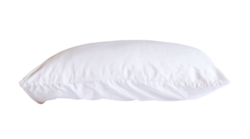 Side view of white pillow with case after guest's use in hotel or resort room isolated with clipping path in file format. Concept of comfortable and happy sleep in daily life png