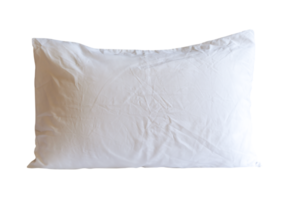 Top view of white pillow with case after guest's use in hotel or resort room isolated with clipping path in file format. Concept of comfortable and happy sleep in daily life png