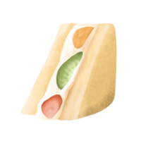 Watercolor hand drawn sandwich with cheese and orang illustration. Fresh summer breakfast ingredient clipart for cafe, menu png