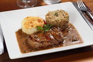 steak au poivre, classic of French cuisine photo