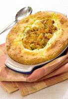 onion pie on the table photo