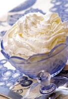 whipped cream in blue bowl photo