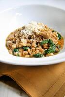 broad bean soup with spinach photo