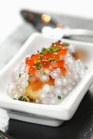 breaded oysters with marinated tapioca photo