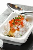breaded oysters with marinated tapioca photo