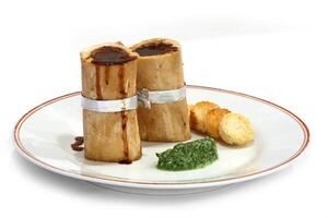 Beef marrow with toast on plate photo