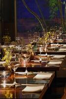 sophisticated and decorated tables for fine dining photo