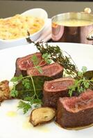 Rump tip with bernaise sauce on plate photo