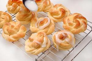 preparation and completion of sweet bread production photo