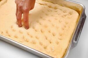 production of stuffed artisan breads made at home step by step photo